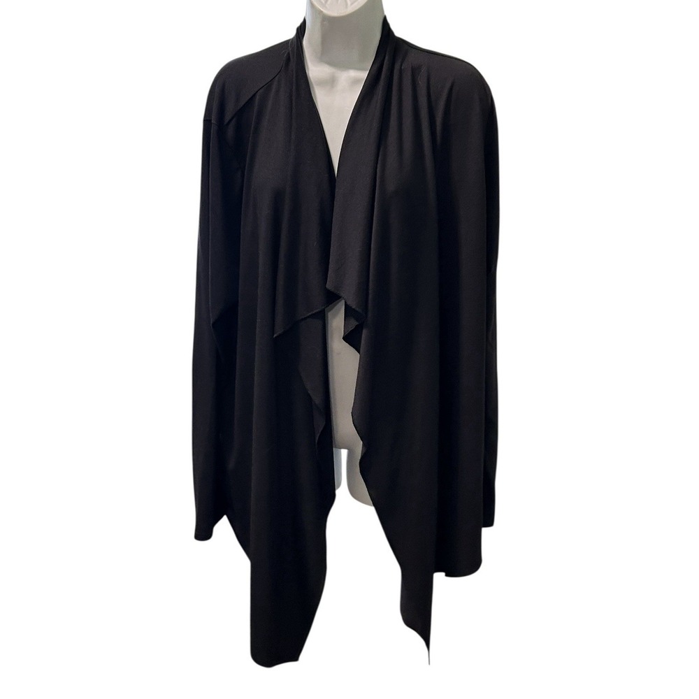 Worthington Woman Open Front Drapey Stretch L/S Cardigan Womens Size 2X Black